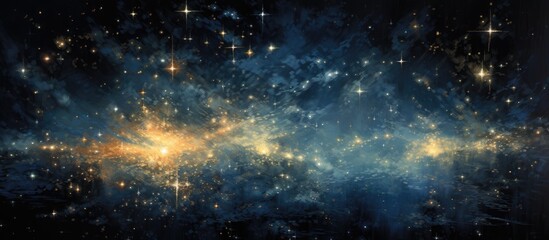 A galaxy twinkling with stars under a serene blue sky - obrazy, fototapety, plakaty