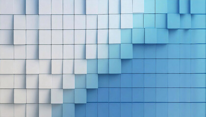 3D geometric checkered blocks in clean glossy setting Blue a white cube elegance Realistic 4k 8k big screen HD wallpaper