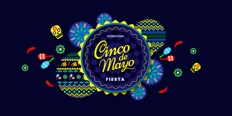Happy Cinco de mayo Fiesta. Cinco de mayo celebration. May 5, federal holiday in Mexico. design for Poster, Banner, Flyer, Card, Post, Cover, Greeting. Vector illustration
