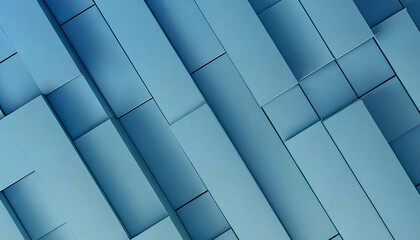 Geometric extruded blocks in clean glossy cube Minimalistic blue gradient realistic 3D 4k 8k big screen HD wallpaper