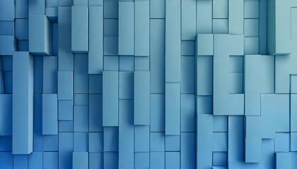 Clean glossy 3D cube with abstract blue geometric blocks background Realistic gradient extrusion 4k 8k big screen HD wallpaper
