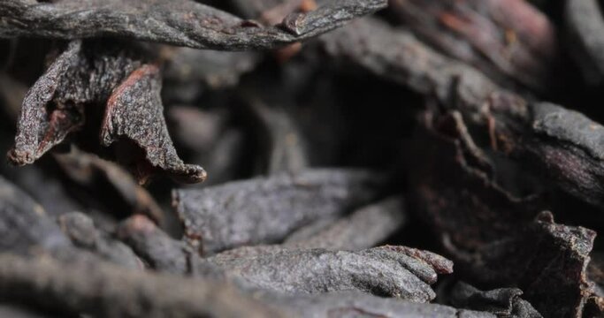 Black large-leaf tea Super Macro Close Up.