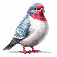 Colorful bird standing on white background. Generative AI