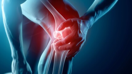 Medical Knee arthritis concept. Joint problems, tendon inflammation - obrazy, fototapety, plakaty