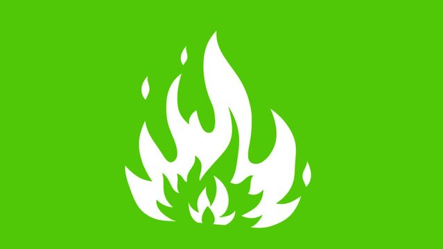Video drawing animation fire flame, drawn in black and white. On a green chroma key background