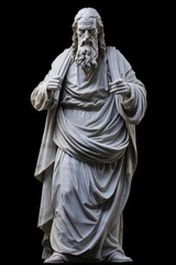 a statue that is holding a paper in his hands next to a pipe
