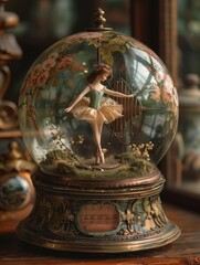 Vintage Musical Snow Globe with Dancing Ballerina