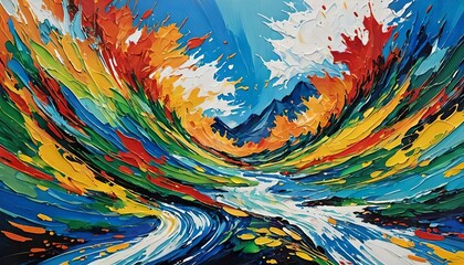 colorful abstract painting,art,カラフルな油絵 アート