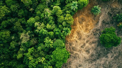 deforestation aerial view, habitat destruction and biodiversity loss