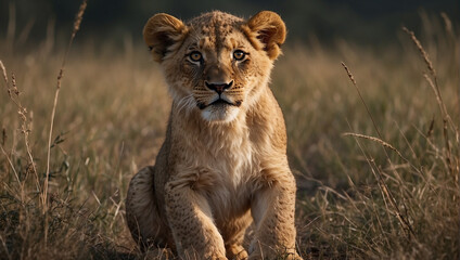 lion cub in the jungle 