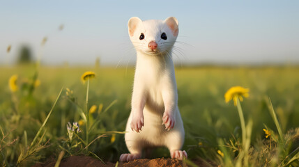 Cute white weasel