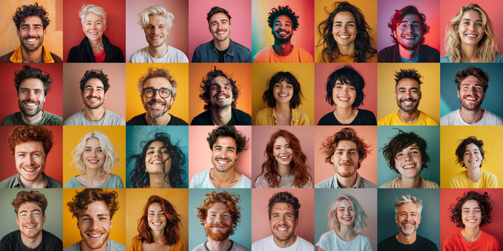 Compilation of Happy Faces Portraits.