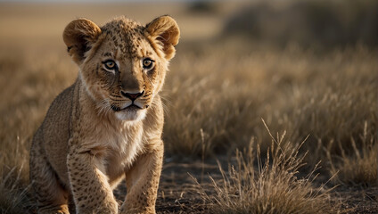 lion cub in the jungle 