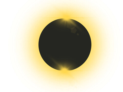A stunning total solar eclipse with the bright corona ring visible around the blackened sun. Ideal for science, astronomy, and educational content. Transparent background