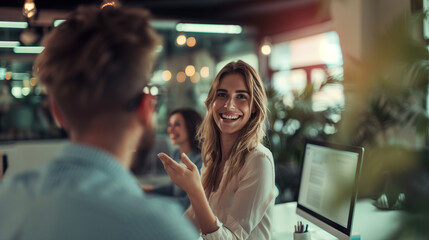 Naklejka premium Successful Business Team Reacting to Positive Results.