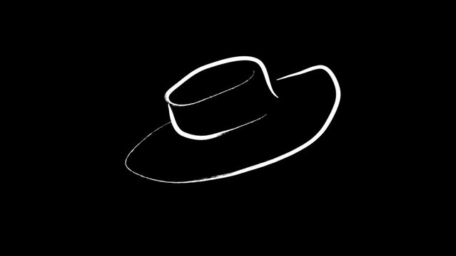 Cartoon hat icon isolated on black background. 4K Video motion graphic animation.