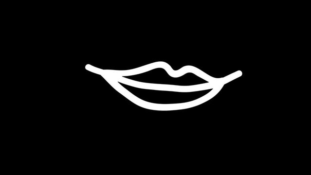 Cartoon lips Female Animation isolated on black background