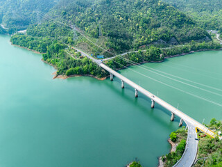 Reservoirs and bridges in the mountains