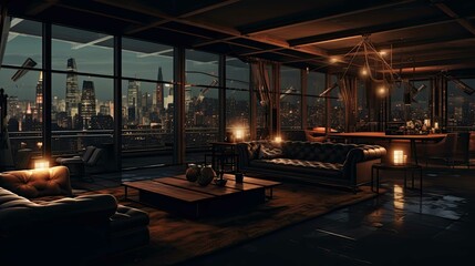 Interior of room. AI generated art illustration.