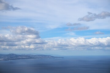 Fototapeta premium Horizon sea and cloudy sky overlooking the Sicilian island