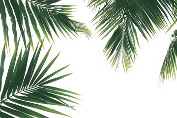 palm tree leaves isolated on white background