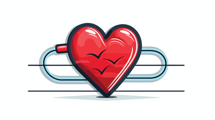 Cardiology icon with heart and cardiogram. 2d flat