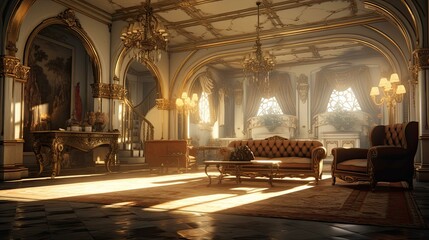 Obraz premium Interior of church. AI generated art illustration.