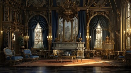 Fototapeta premium Interior of church. AI generated art illustration.