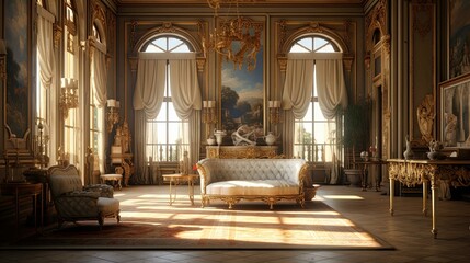 Obraz premium Interior of church. AI generated art illustration.