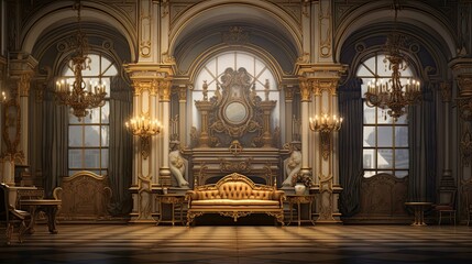 Fototapeta premium Interior of church. AI generated art illustration.