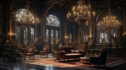 Obraz premium Interior of church. AI generated art illustration.
