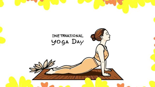 Woman practicing yoga. International yoga day.