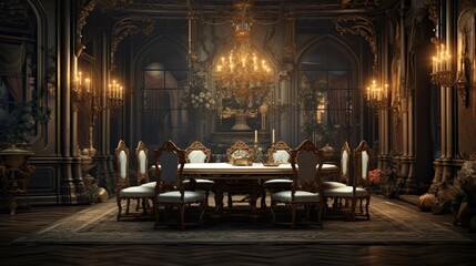 Interior of church. AI generated art illustration.