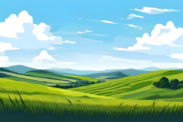 Obraz premium landscape with green grass and sky