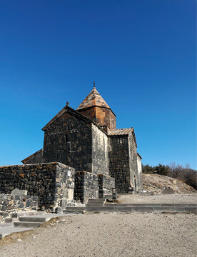 Sevanavank Monastery, located on the shore of Lake Sevan. Sights of Armenia.
