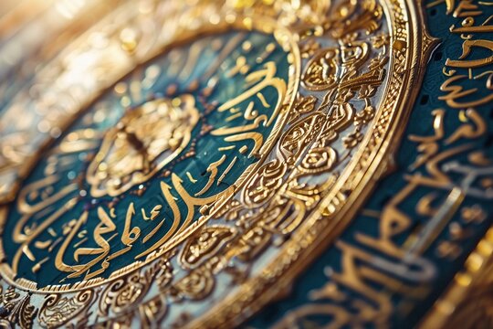 Close-up of a decorative Islamic calendar marking the beginning of the Hijri New Year.