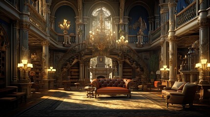 Fototapeta premium Interior of the church of st mary. AI generated art illustration.