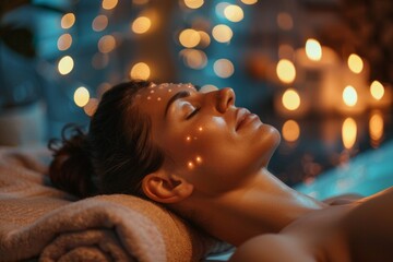 Person receiving a relaxing massage at a spa.