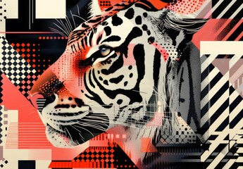 Blend animal patterns with geometric shapes for surrealism