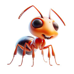 3D animated ant, presented on a clean white background