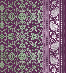 wedding card design, traditional paisley floral pattern , royal India	