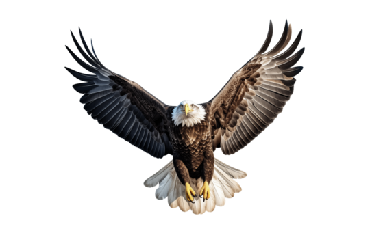 Eagle fly on transparent from die cutting, US concept, PNG
