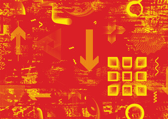 Glitch distorted grungy abstract forms . Cyber punk texture. Halftone dots .Futuristic background . Glitched shapes with dots and lines .Screen print  pattern texture