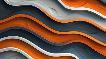 3D Abstract Wave Background with Orange, Grey, and Blue Stripes,colorful 3D abstract background design, Minimalistic pattern of simple shapes. Bright creative symmetric texture