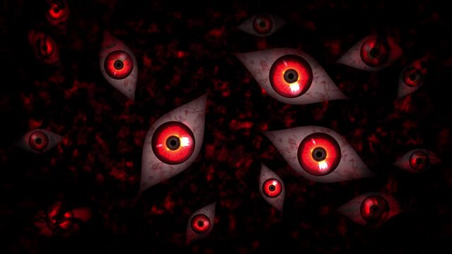 たくさんの目玉が瞬きする不気味背景_4Kサイズ