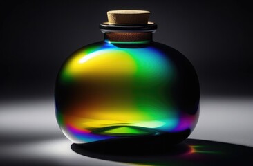 Women's perfume in a beautiful bottle,pot-bellied voluminous bottle on black background