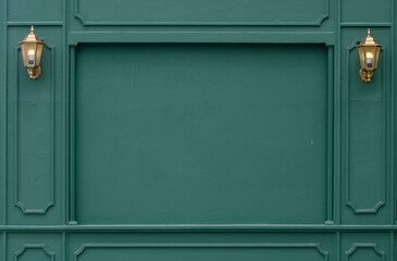 decor element green painted wall as background 1