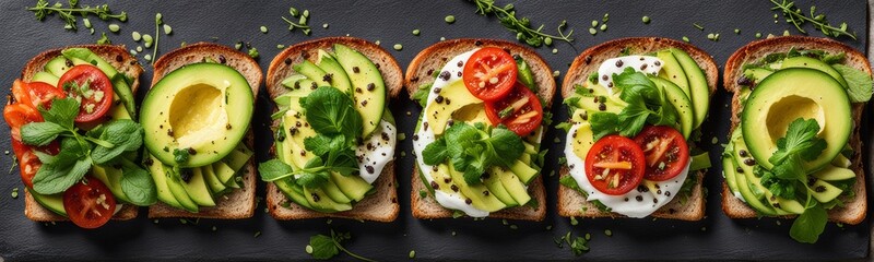 Avocado toast is a professional food photography. - obrazy, fototapety, plakaty