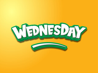 Wednesday typography and 3d Text logo design vector