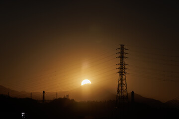 富士山_夕方_太陽